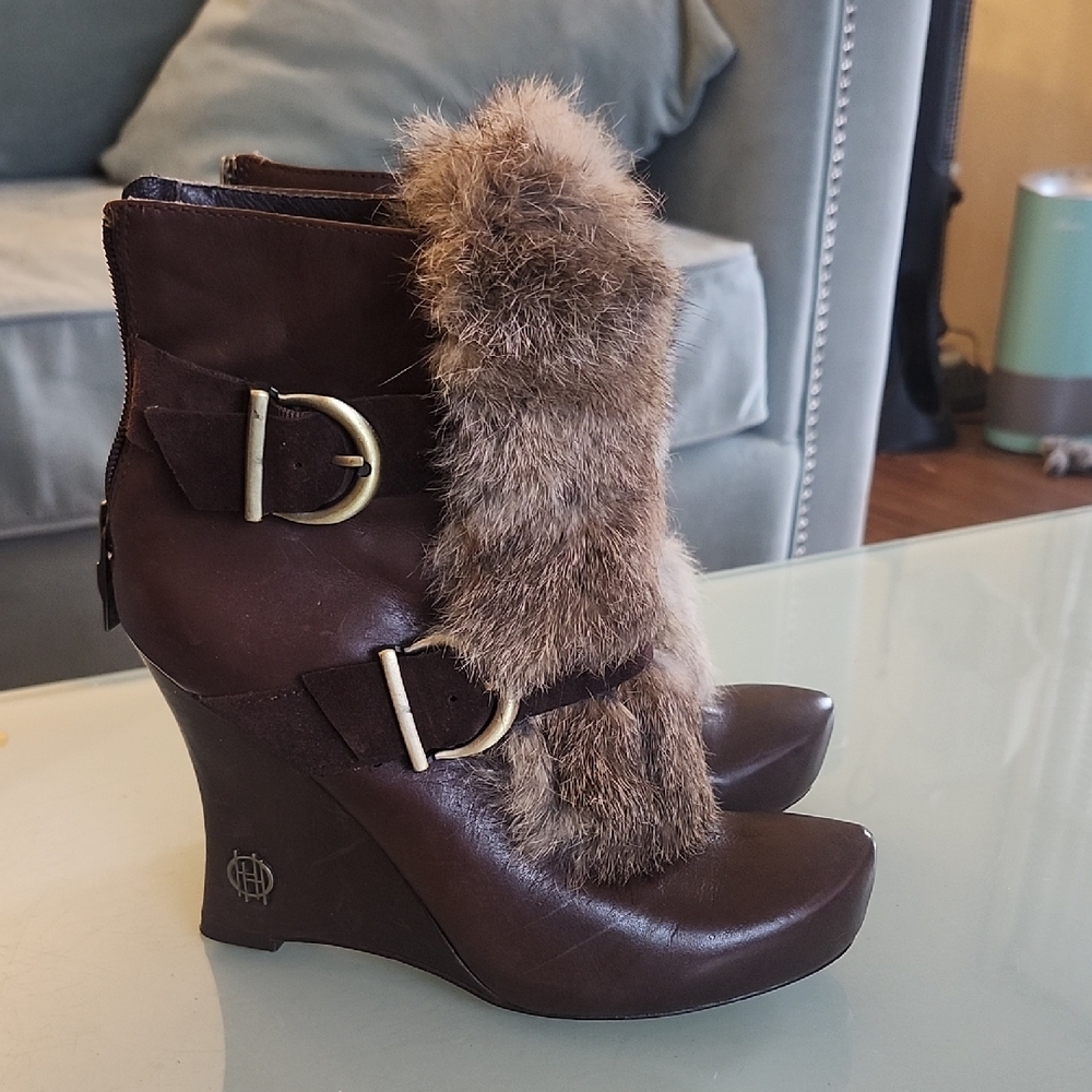 House Of Harlow 1960 Rabbit Fur Trim Arissa2 Boho Witchy Boots Size 6.5 EU 37